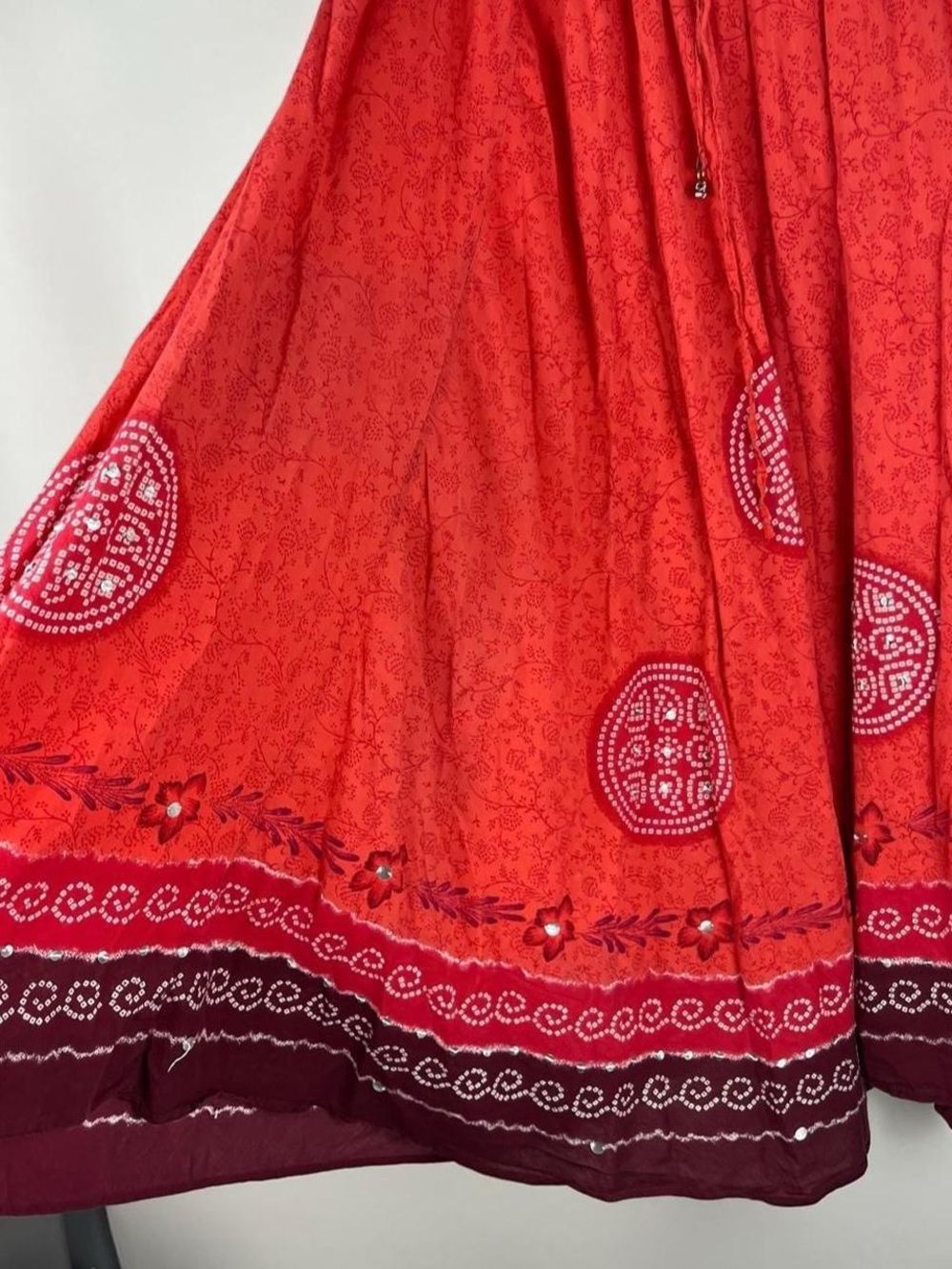 vintage 90s orange embellished sequin boho hippie elastic waist skirt size XL - Picture 3 of 6